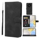 For Honor X9 Skin Feel Geometric Lines Leather Phone Case(Black) - 1