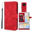 For Honor X9 Skin Feel Geometric Lines Leather Phone Case(Red) - 1