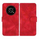 For Honor X9 Skin Feel Geometric Lines Leather Phone Case(Red) - 2