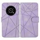 For Honor X9 Skin Feel Geometric Lines Leather Phone Case(Purple) - 2