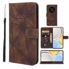 For Honor X9 Skin Feel Geometric Lines Leather Phone Case(Brown) - 1