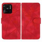 For Xiaomi Redmi 10C Skin Feel Geometric Lines Leather Phone Case(Red) - 2