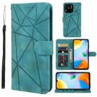 For Xiaomi Redmi 10C Skin Feel Geometric Lines Leather Phone Case(Green) - 1