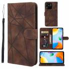 For Xiaomi Redmi 10C Skin Feel Geometric Lines Leather Phone Case(Brown) - 1