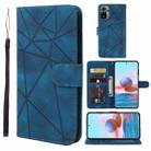 For Xiaomi Redmi Note 10S Skin Feel Geometric Lines Leather Phone Case(Blue) - 1