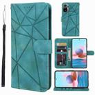 For Xiaomi Redmi Note 10S Skin Feel Geometric Lines Leather Phone Case(Green) - 1