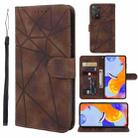 For Xiaomi Redmi Note 11 Global Skin Feel Geometric Lines Leather Phone Case(Brown) - 1