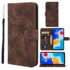 For Xiaomi Redmi Note 11S Skin Feel Geometric Lines Leather Phone Case(Brown) - 1