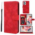 For Xiaomi Redmi Note 12 4G Global Skin Feel Geometric Lines Leather Phone Case(Red) - 1