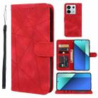 For Xiaomi Redmi Note 13 4G Global Skin Feel Geometric Lines Leather Phone Case(Red) - 1