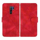 For Xiaomi Redmi 9 Skin Feel Geometric Lines Leather Phone Case(Red) - 2