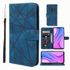 For Xiaomi Redmi 9 Skin Feel Geometric Lines Leather Phone Case(Blue) - 1