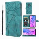 For Xiaomi Redmi 9 Skin Feel Geometric Lines Leather Phone Case(Green) - 1