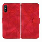 For Xiaomi Redmi 9A Skin Feel Geometric Lines Leather Phone Case(Red) - 2