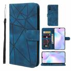 For Xiaomi Redmi 9A Skin Feel Geometric Lines Leather Phone Case(Blue) - 1