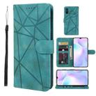 For Xiaomi Redmi 9A Skin Feel Geometric Lines Leather Phone Case(Green) - 1