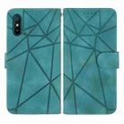 For Xiaomi Redmi 9A Skin Feel Geometric Lines Leather Phone Case(Green) - 2