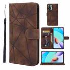 For Xiaomi Redmi 10 Skin Feel Geometric Lines Leather Phone Case(Brown) - 1