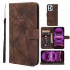 For Xiaomi Redmi 12 4G Skin Feel Geometric Lines Leather Phone Case(Brown) - 1