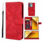 For Xiaomi Redmi Note 13 5G Global Skin Feel Geometric Lines Leather Phone Case(Red) - 1