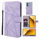 For Xiaomi Redmi Note 13 5G Global Skin Feel Geometric Lines Leather Phone Case(Purple) - 1