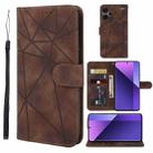 For Xiaomi Redmi Note 13 Pro+ 5G Skin Feel Geometric Lines Leather Phone Case(Brown) - 1