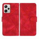 For Xiaomi Redmi Note 12 Pro+ 5G Global Skin Feel Geometric Lines Leather Phone Case(Red) - 2