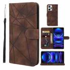 For Xiaomi Redmi Note 12 Pro+ 5G Global Skin Feel Geometric Lines Leather Phone Case(Brown) - 1