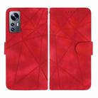 For Xiaomi 12 Skin Feel Geometric Lines Leather Phone Case(Red) - 2