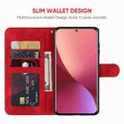 For Xiaomi 12 Skin Feel Geometric Lines Leather Phone Case(Red) - 3