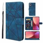 For Xiaomi 12 Skin Feel Geometric Lines Leather Phone Case(Blue) - 1