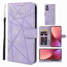 For Xiaomi 12 Skin Feel Geometric Lines Leather Phone Case(Purple) - 1