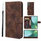 For Xiaomi 12 Pro Skin Feel Geometric Lines Leather Phone Case(Brown) - 1