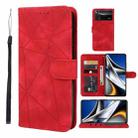 For Xiaomi Poco X4 Pro 5G Skin Feel Geometric Lines Leather Phone Case(Red) - 1