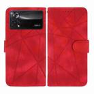 For Xiaomi Poco X4 Pro 5G Skin Feel Geometric Lines Leather Phone Case(Red) - 2