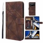 For Xiaomi Poco X4 Pro 5G Skin Feel Geometric Lines Leather Phone Case(Brown) - 1