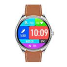 MT55 1.43 inch AMOLED HD Screen Ultra-thin Smart Call Health Watch, Leather Strap(Silver Brown) - 2