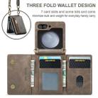 For Samsung Galaxy Z Flip5 5G DG.MING M5 Series Zip RFID Multi Card Detachable Leather Phone Case with Long Lanyard(Coffee) - 3