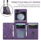 For Samsung Galaxy Z Flip5 5G DG.MING M5 Series Zip RFID Multi Card Detachable Leather Phone Case with Long Lanyard(Purple) - 3