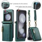 For Samsung Galaxy Z Flip5 5G DG.MING M5 Series Zip RFID Multi Card Detachable Leather Phone Case with Long Lanyard(Green) - 2