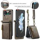 For Samsung Galaxy Z Flip4 5G DG.MING M5 Series Zip RFID Multi Card Detachable Leather Phone Case with Long Lanyard(Coffee) - 2