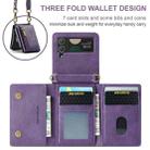 For Samsung Galaxy Z Flip4 5G DG.MING M5 Series Zip RFID Multi Card Detachable Leather Phone Case with Long Lanyard(Purple) - 3