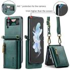 For Samsung Galaxy Z Flip4 5G DG.MING M5 Series Zip RFID Multi Card Detachable Leather Phone Case with Long Lanyard(Green) - 2