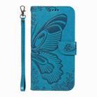 For OnePlus 9 Swallowtail Butterfly Embossed Leather Phone Case(Blue) - 2