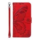 For OnePlus 9 Swallowtail Butterfly Embossed Leather Phone Case(Red) - 2