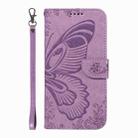 For OnePlus 9 Swallowtail Butterfly Embossed Leather Phone Case(Purple) - 2