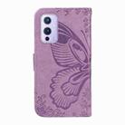 For OnePlus 9 Swallowtail Butterfly Embossed Leather Phone Case(Purple) - 3