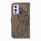 For OnePlus 9 Swallowtail Butterfly Embossed Leather Phone Case(Grey) - 3