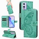 For OnePlus 9 Swallowtail Butterfly Embossed Leather Phone Case(Green) - 1