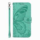 For OnePlus 9 Swallowtail Butterfly Embossed Leather Phone Case(Green) - 2